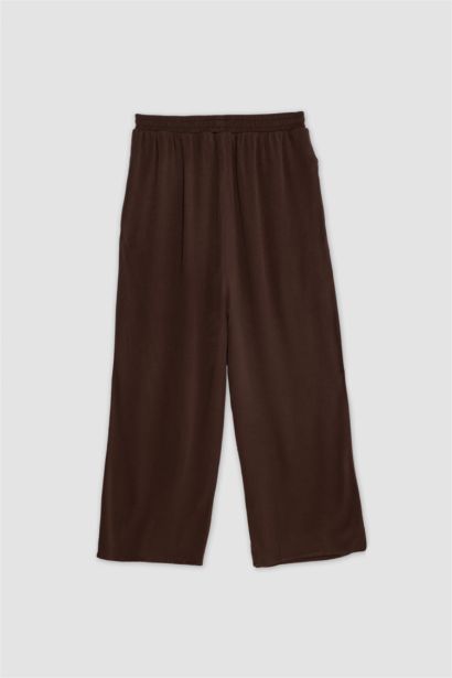 Wide Leg Double Pocket Crinkle Viscose Trousers