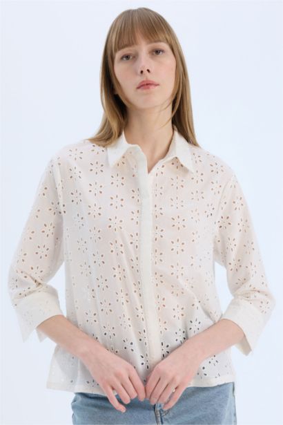 Regular Fit Shirt Collar brode Long Sleeve Shirt