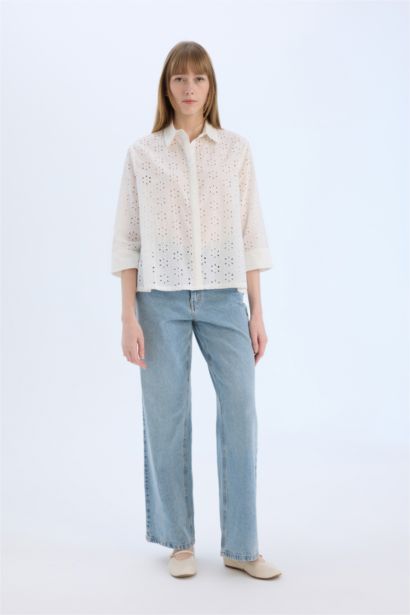 Regular Fit Shirt Collar brode Long Sleeve Shirt