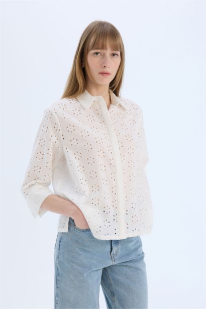 Regular Fit Shirt Collar brode Long Sleeve Shirt