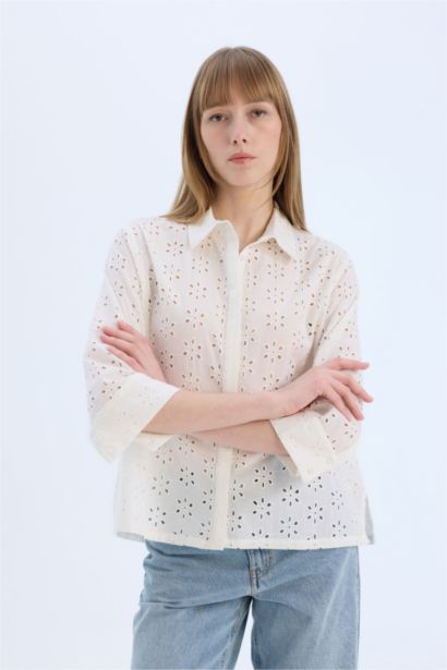 Regular Fit Shirt Collar brode Long Sleeve Shirt