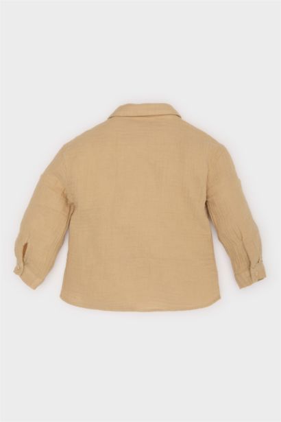 Baby Boy Crew Neck Embroidered Muslin Shirt