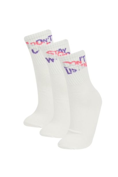 Woman Slogan 3 piece Short Socks