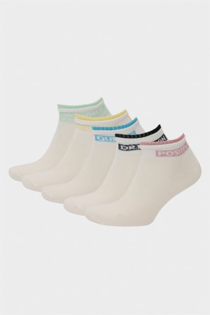 Woman Slogan 5 Piece Short Socks