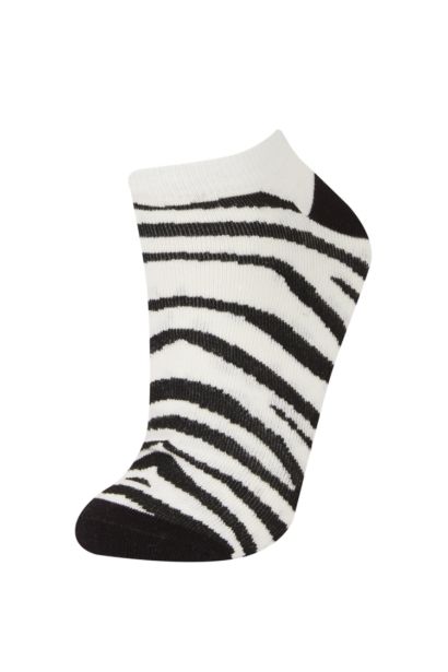 Woman Animal Print 5 Piece Short Socks