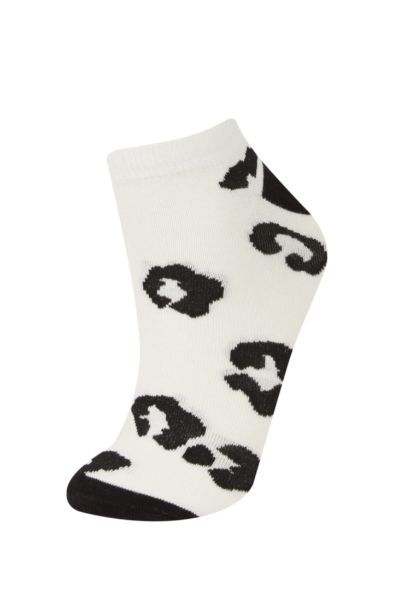 Woman Animal Print 5 Piece Short Socks