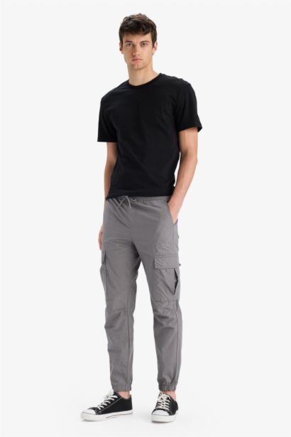 بنطلون قطن قصة عادية كارجو بجيب كارجو