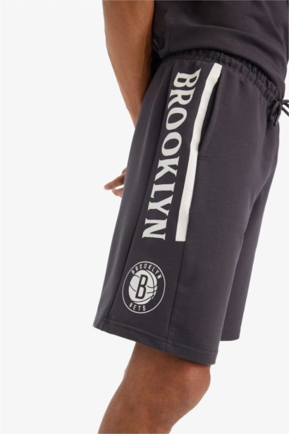 DeFactoFit NBA Brooklyn Nets Oversize Fit Crop Shorts