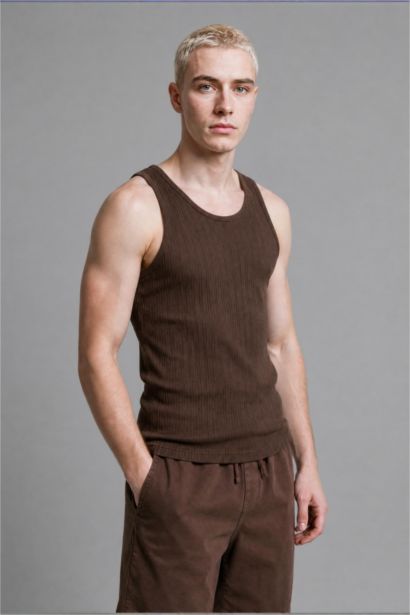 Slim Fit Ribana Crew Neck Tank Top