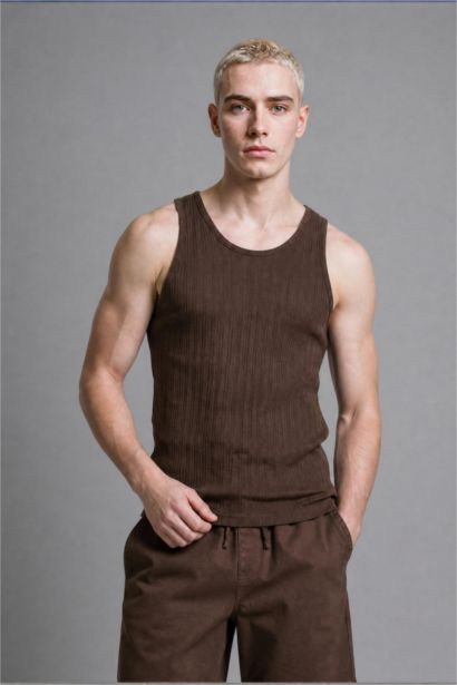 Slim Fit Ribana Crew Neck Tank Top