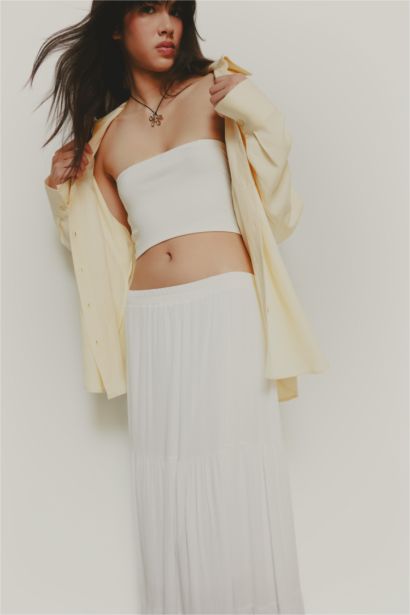 Oversize Shirt Collar Linen Blended Long Sleeve Shirt