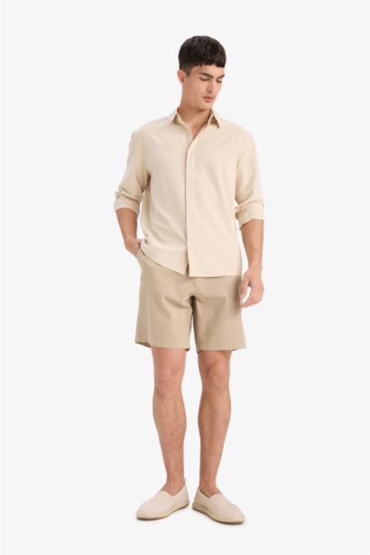 Regular Fit Textured Bermuda Shorts