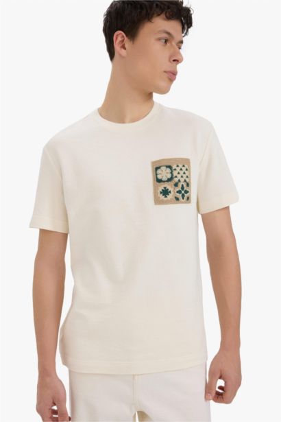 Футболка из 100% хлопка Regular Fit с круглым вырезом, короткий рукав