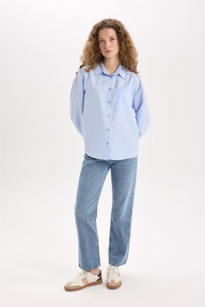 Oversize Fit Poplin Long Sleeve Shirt