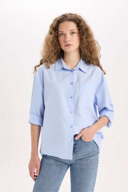 Oversize Fit Poplin Long Sleeve Shirt