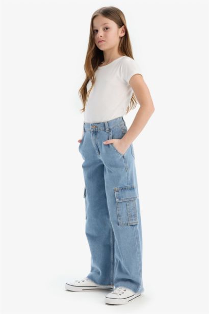 Girl Wide Leg Cargo Jeans