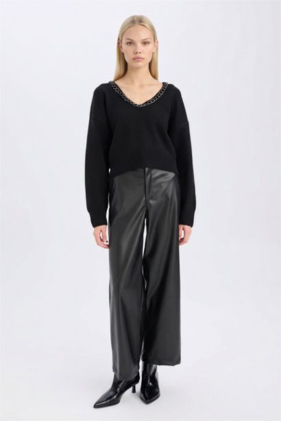 Oversize Fit V Neck Knitwear Pullover