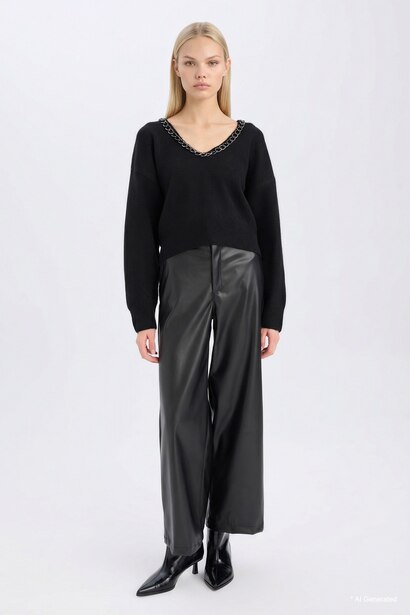 Oversize V Neck Knitwear Pullover