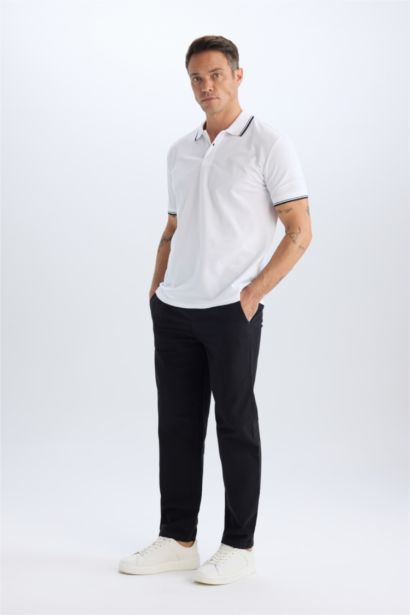 %100 Pamuk Regular Fit Basic Düz Kısa Kollu Polo Tişört