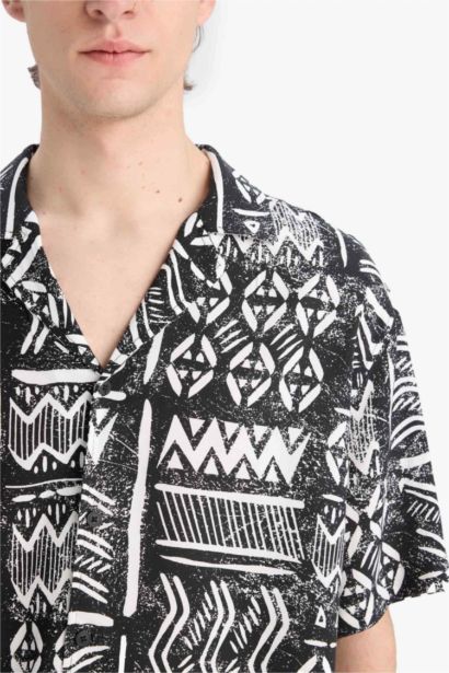 Regular Fit Apache Neck Short Sleeve Shirt