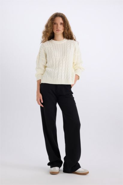 Oversize Geniş Kalıp Bisiklet Yaka Triko Kazak