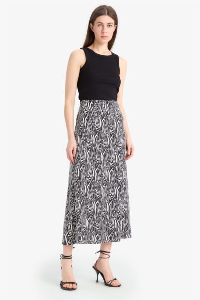 A-Line Animal Print Maxi Skirt
