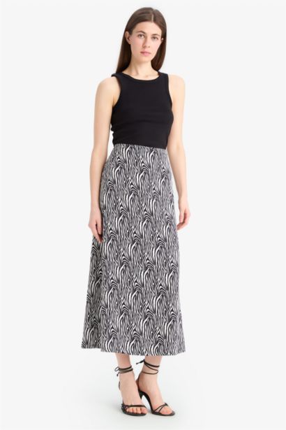 A-Line Animal Print Maxi Skirt