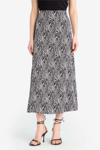 A-Line Animal Print Maxi Skirt