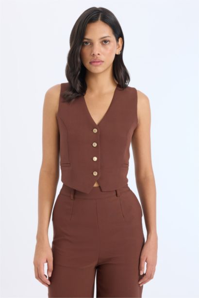 سروال واسع بخصر عالي قصة مستقيمة