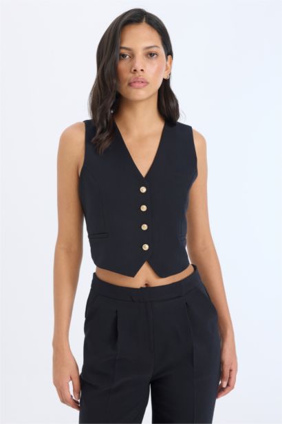 High Waist Straight Leg Tapered Fit Trousers