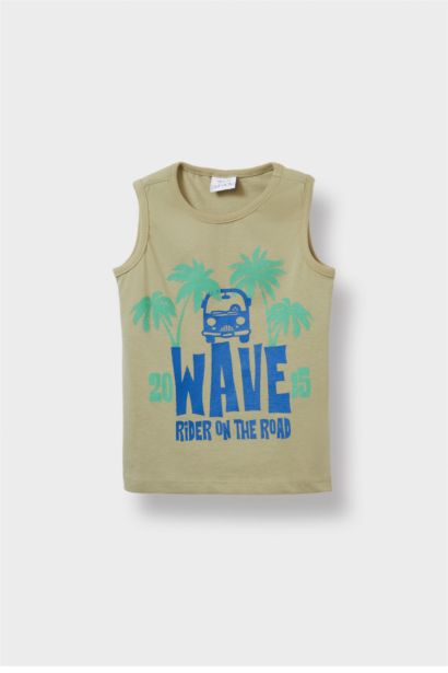 Baby Boy Crew Neck Palm Patterned T-Shirt