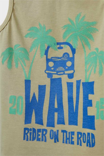 Baby Boy Crew Neck Palm Patterned T-Shirt