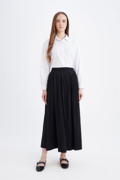 A Cut Normal Waist Maxi Skirt