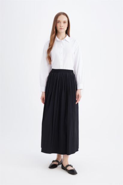 A Cut Normal Waist Maxi Skirt