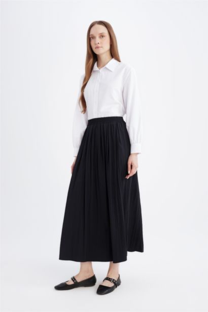 A Cut Normal Waist Maxi Skirt