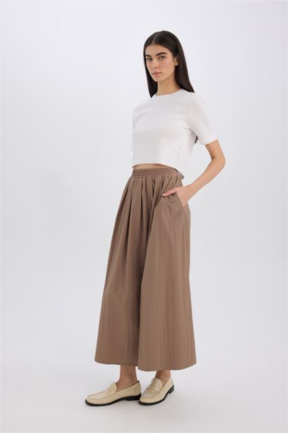 A Cut Regular Waist Basic Flared Maxi Skirt