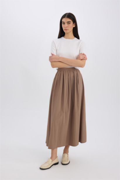 A Cut Regular Waist Basic Flared Maxi Skirt