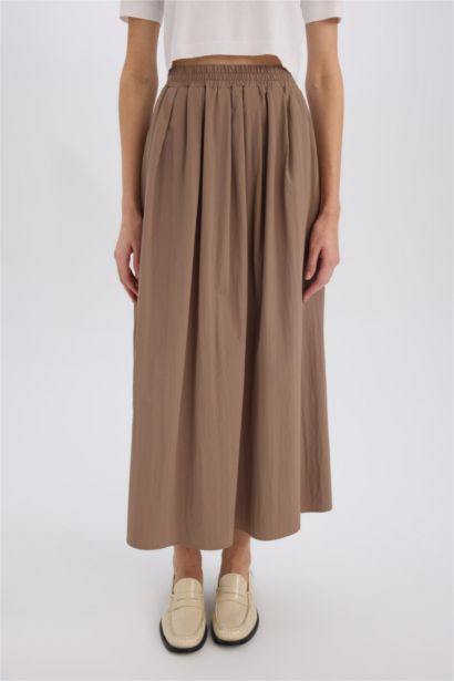 A Cut Regular Waist Basic Flared Maxi Skirt