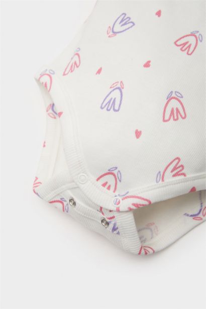 Ensemble de body côtelé fleuri à manches longues avec pantalon pour bébé fille