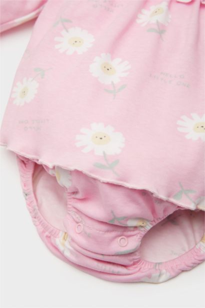 Ensemble de Robe fleurie à manches longues avec chaussettes pour bébé fille