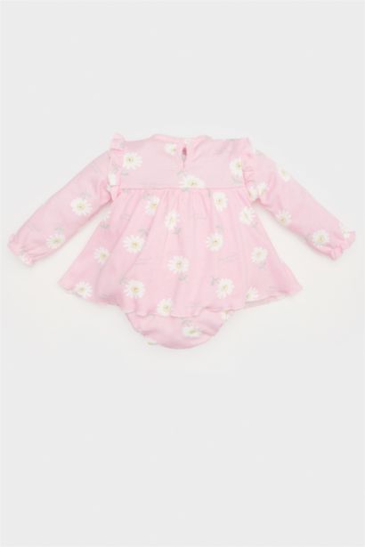 Ensemble de Robe fleurie à manches longues avec chaussettes pour bébé fille