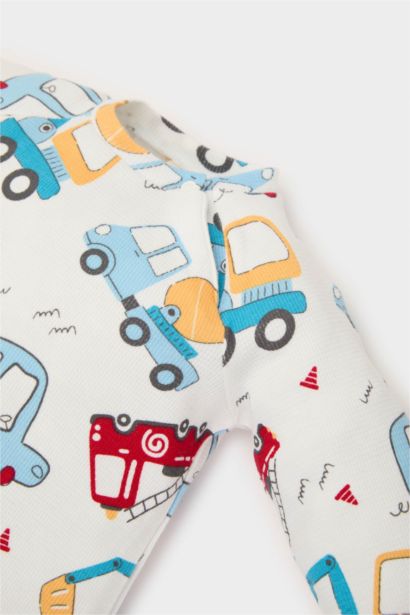 Baby Boy Newborn Vehicle Printed Waffle Jumpsuit