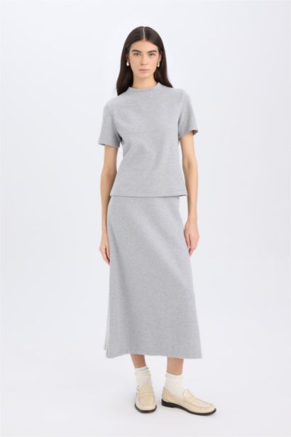 Selanik Fabric Top Midi Skirt 2 Piece Set