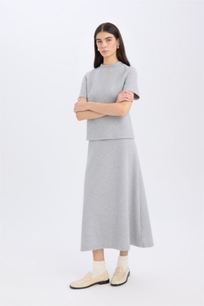 Selanik Fabric Top Midi Skirt 2 Piece Set