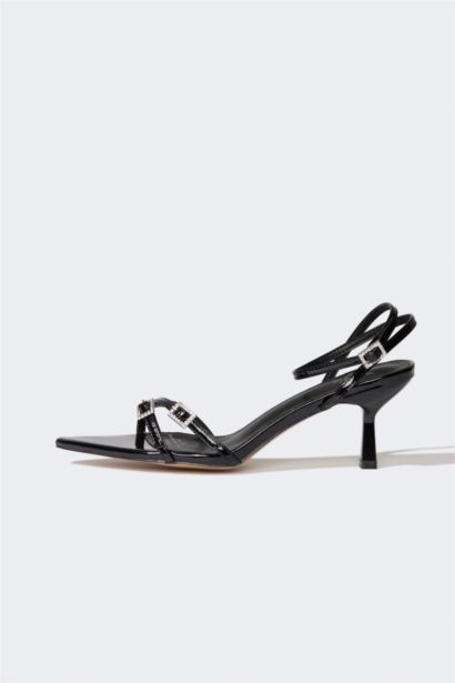 Woman Faux Leather Heeled Sandals