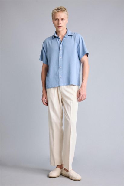 Regular Fit Kısa Kollu Tencel Gömlek