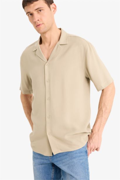 Regular Fit Apache Neck Short Sleeve Shirt