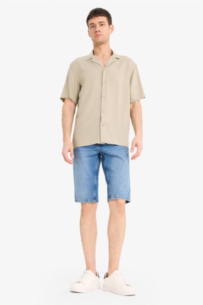 Regular Fit Apache Neck Short Sleeve Shirt