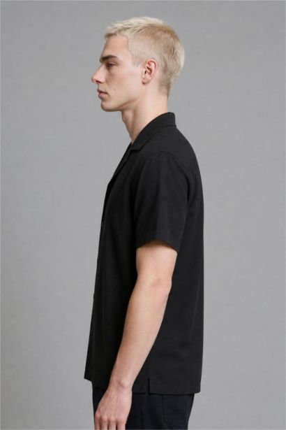 Regular Fit Summer Short Sleeve Black Shirt