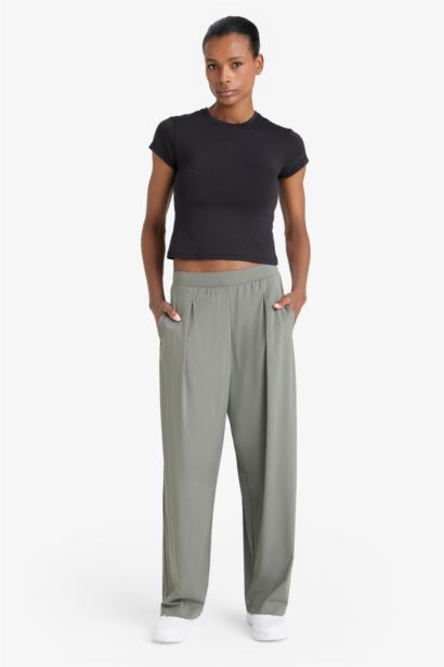 Straight Fit Wide Leg Trousers